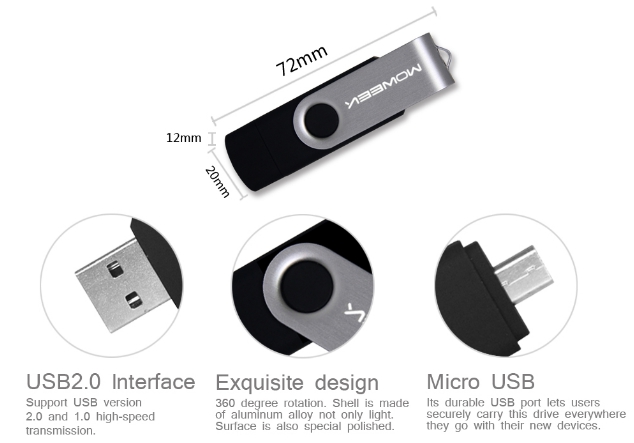 Купить недорого USB флешку MOWEEK в металлическом корпусе объёмом памяти 4 Гб, 8 Гб, 16 Гб, 32 Гб, 64 Гб №4